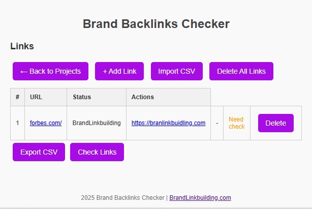 Brand Backlinks Checker Example